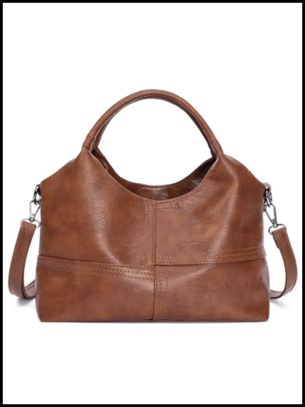 Soft Vegan Leather Hobo Crossbody Satchel Tote Bag with Top Handle